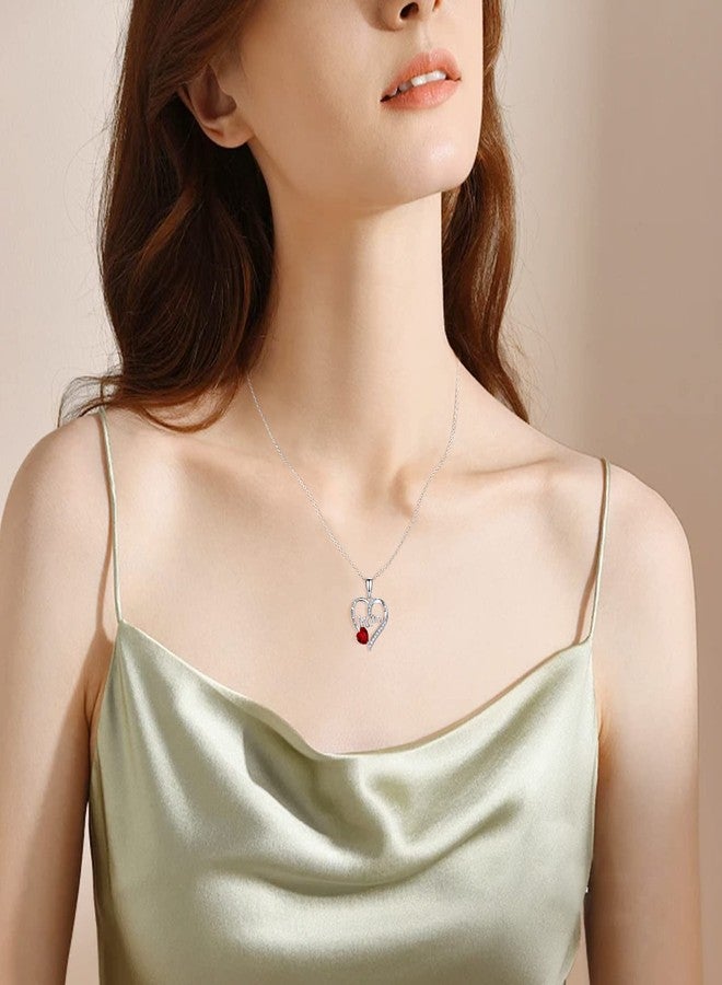 ORICU Love Heart Pendant Necklaces for Women, Mother's Day Gifts for Mom Grandma Wife from Daughter Son, I Love You Mom (With gift box) (Red) - Image 4